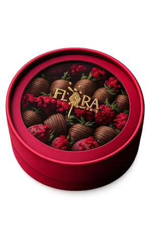 Classic Edition Schokoerdbeeren in geschlossener roter Geschenkbox von FloraSweets